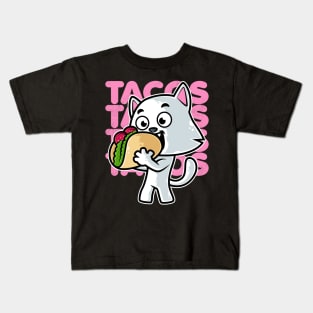 Cat Taco Kawaii Neko Anime Mexican food print Kids T-Shirt